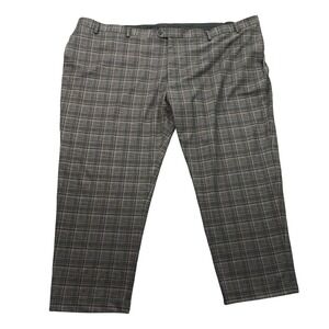 Oak Hill Dress Pants Mens 60x30 Grey Plaid Perfect Fit Stretch Flat Front